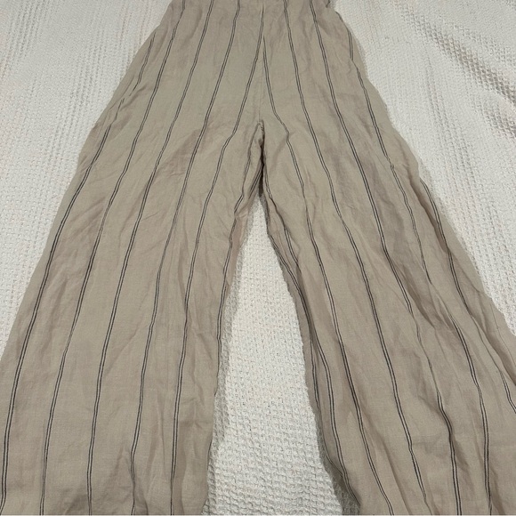 Reformation 100% Linen Elm Jager Jumpsuit size 8 striped blue jumpsuit open back - Picture 5 of 11